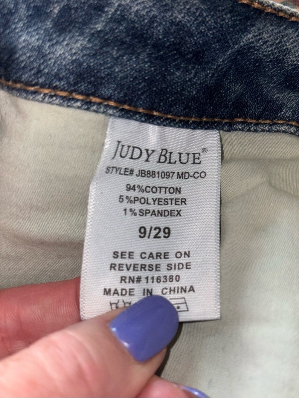 Judy Blue Tummy Control Kick Flare Jeans 9/29 High Rise Cropped Medium Wash - Picture 6 of 6